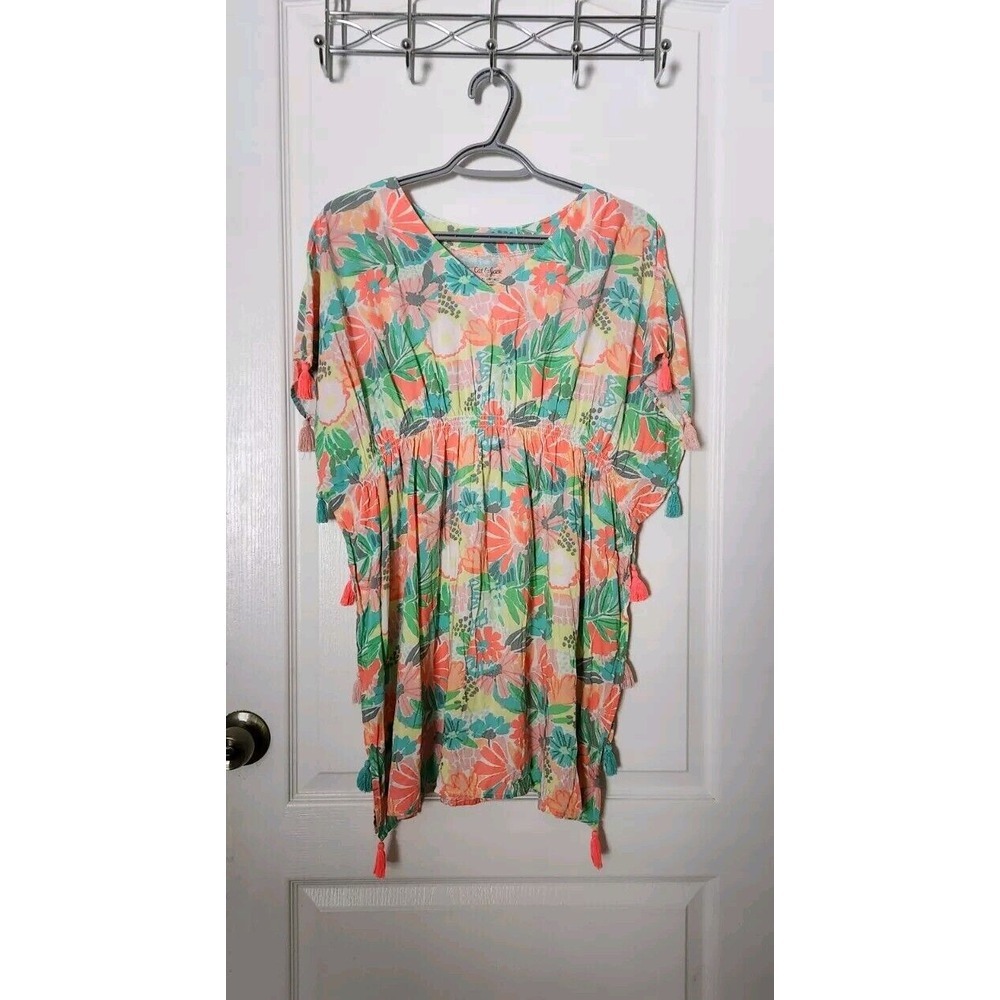 Cat &‎ Jack Girls Floral Cover Up Summer Color Rayon Size XL (14/16)